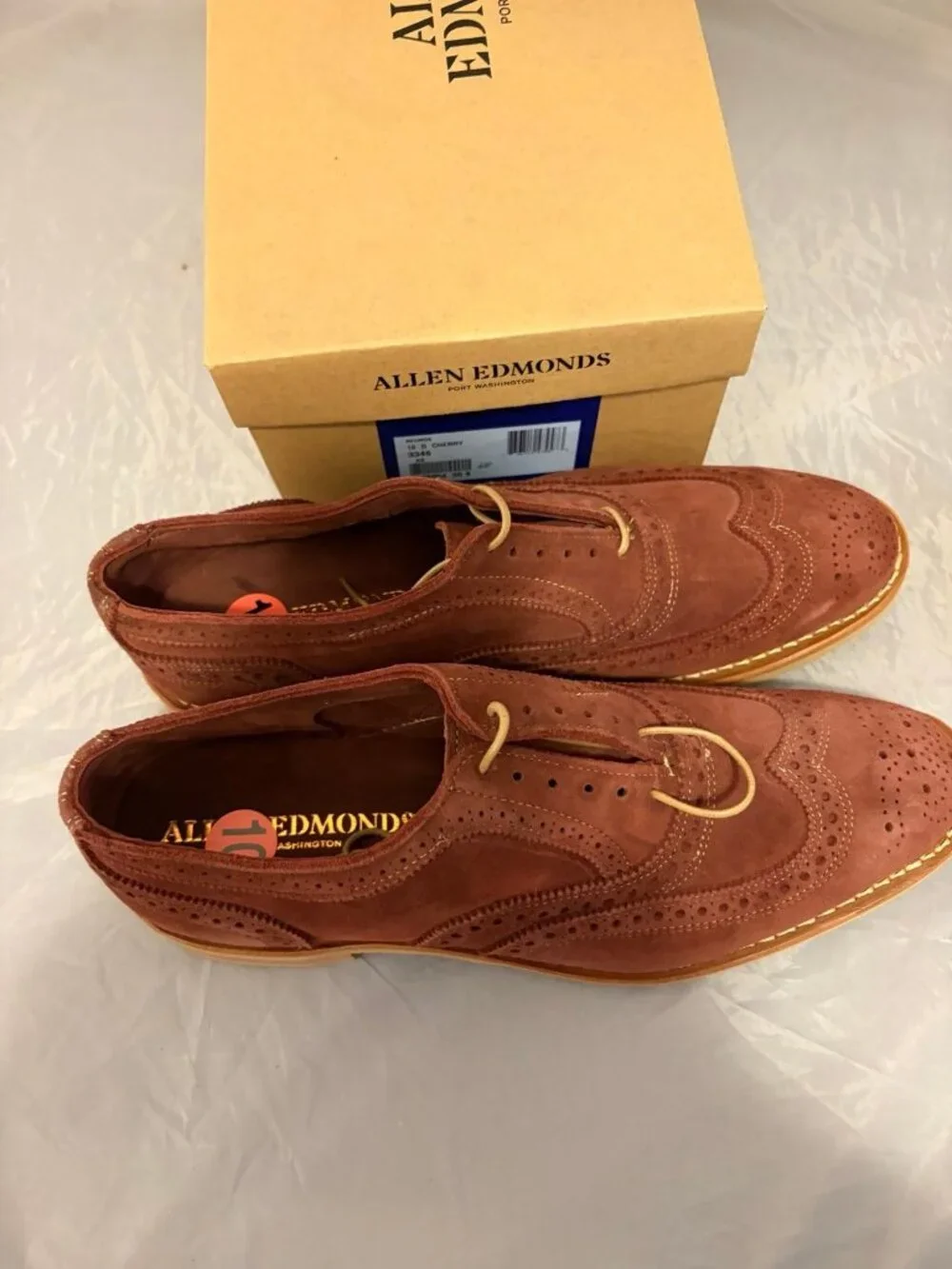 Allen Edmonds Neumok Suede Wingtip Cherry red men’s dress shoes size 10 3346 new